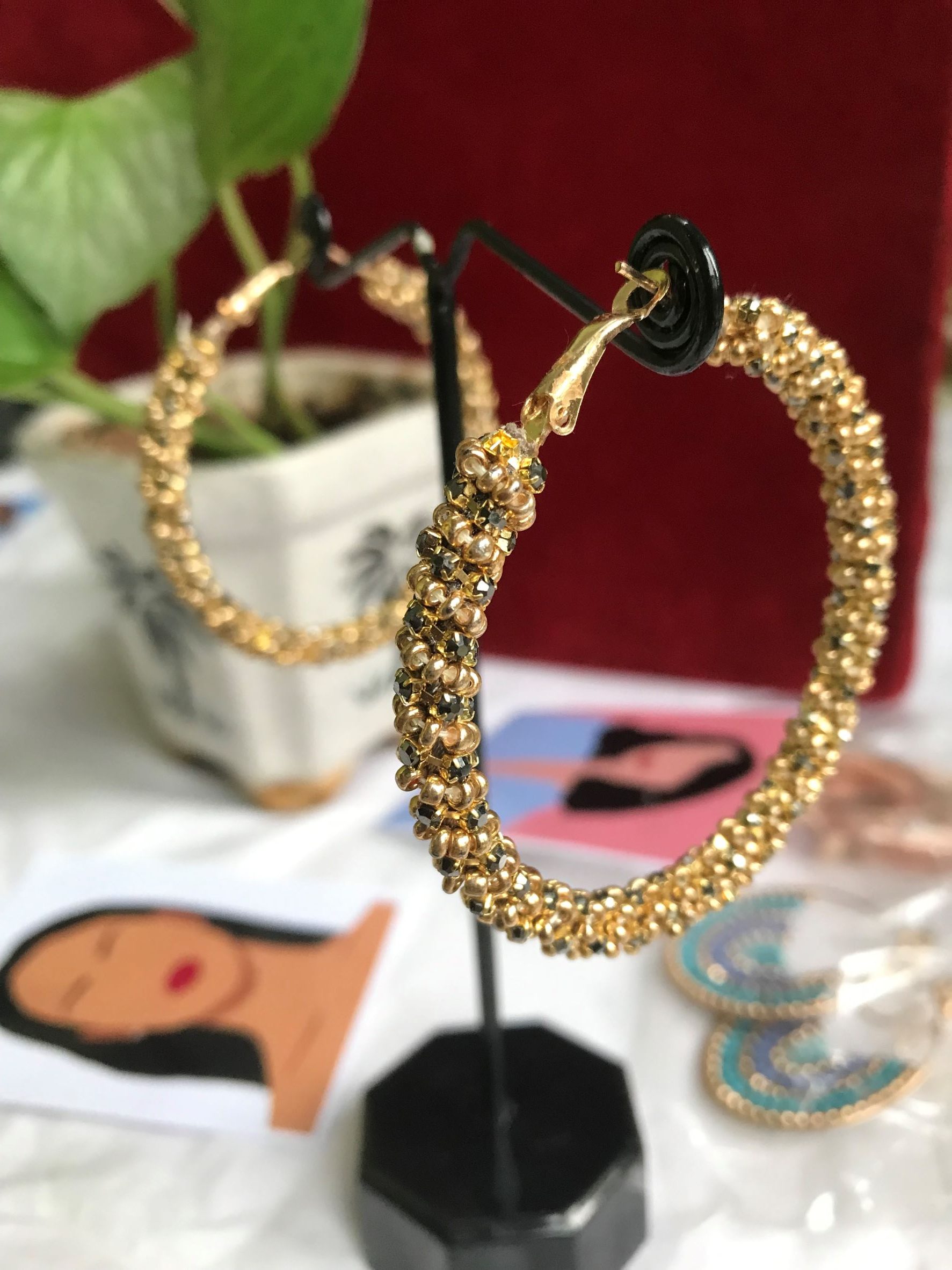 Fashion Costume Imitation Artificial Jewellery Antique Gold Hoop Earrings  with Carved Floral Designs for Women Girls Teens from Digital Dress Room :  Amazon.in: Fashion