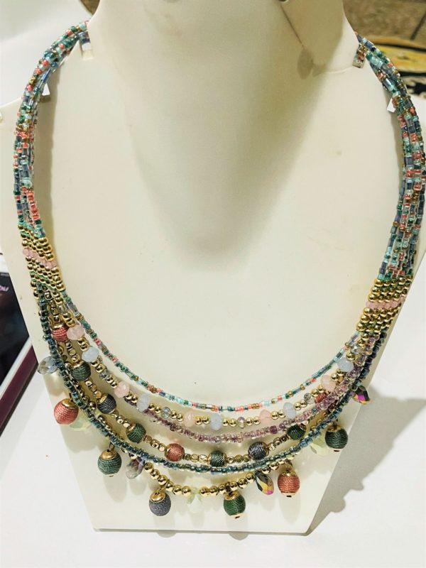 Buy Ratnavali Jewels Seven Layer Multi-Color Real Red Green Blue Onyx Stone  Beads Necklace online